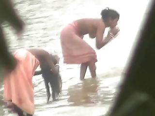 Indian body of men bathing rock hard by the river